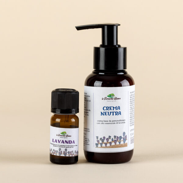 Olio essenziale di Lavanda 100% Puro e Naturale  e Crema Neutra con estratti di malva e calendula
